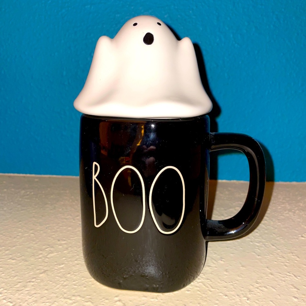 Rae Dunn BOO mug with topper​​​​​​​​